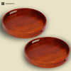 Aromencia Mango Wood Handmade Round Serving Trays with Handles – Set of 2