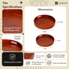 Aromencia Mango Wood Handmade Round Serving Trays with Handles – Set of 2
