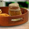 Aromencia Mango Wood Handmade Round Serving Trays with Handles – Set of 2