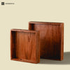 Aromencia Mango Wood Handmade Square Serving Trays with Handles - Set of 2