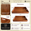Aromencia Mango Wood Handmade Square Serving Trays with Handles - Set of 2