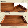 Aromencia Mango Wood Handmade Square Serving Trays with Handles - Set of 2
