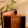 Aromencia Mango Wood Handmade Square Serving Trays with Handles - Set of 2
